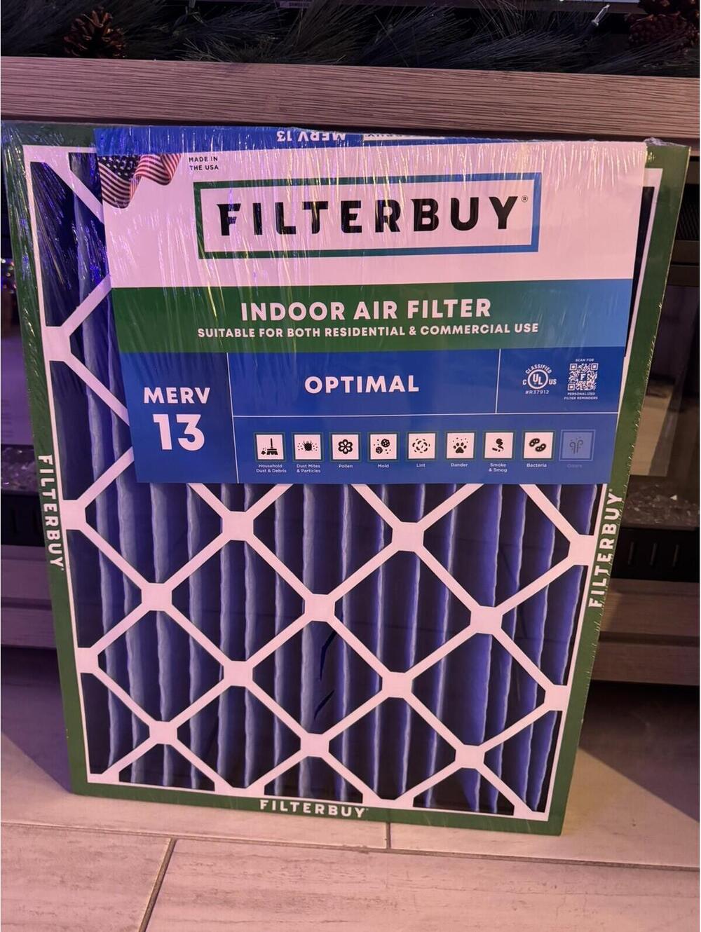 Filterbuy 20X25X4 Air Filter MERV 13 Optimal Defense (2-Pack), Pleated HVAC AC F
